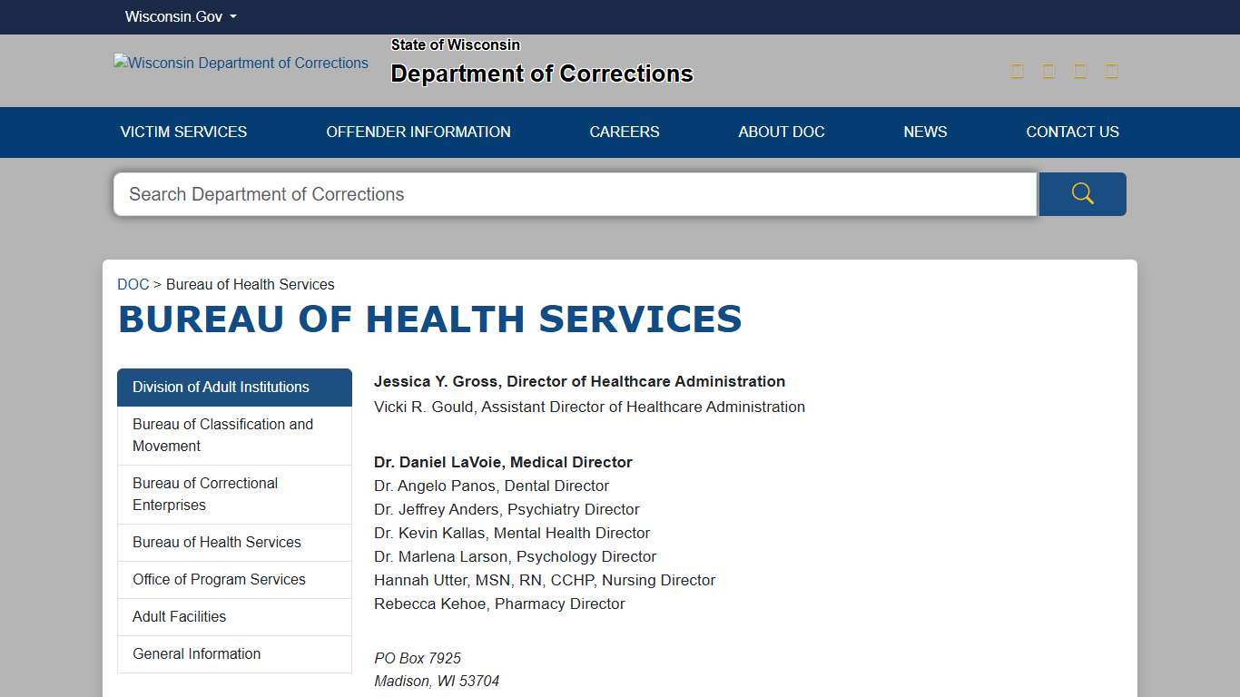 DOC Bureau of Health Services